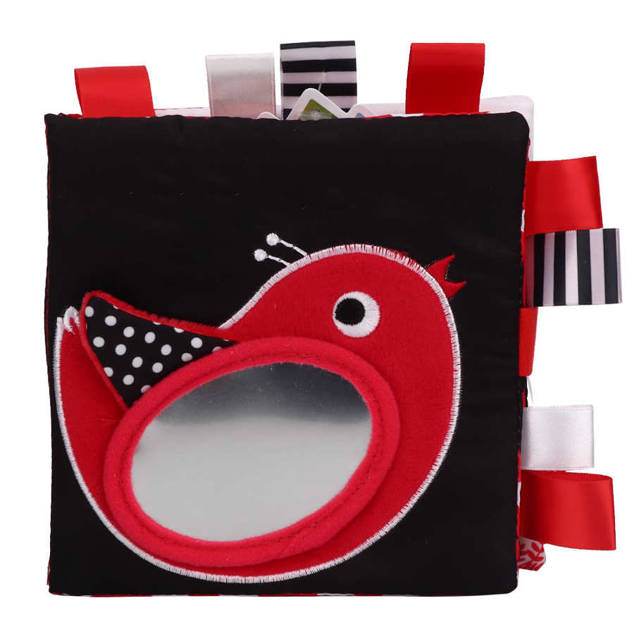 Libro di panno sviluppo visivo lavabile libro di panno dei bambini del bambino libro di testo giocattoli per i più piccoli bambini 6 mesi a 3 anni: Birdie