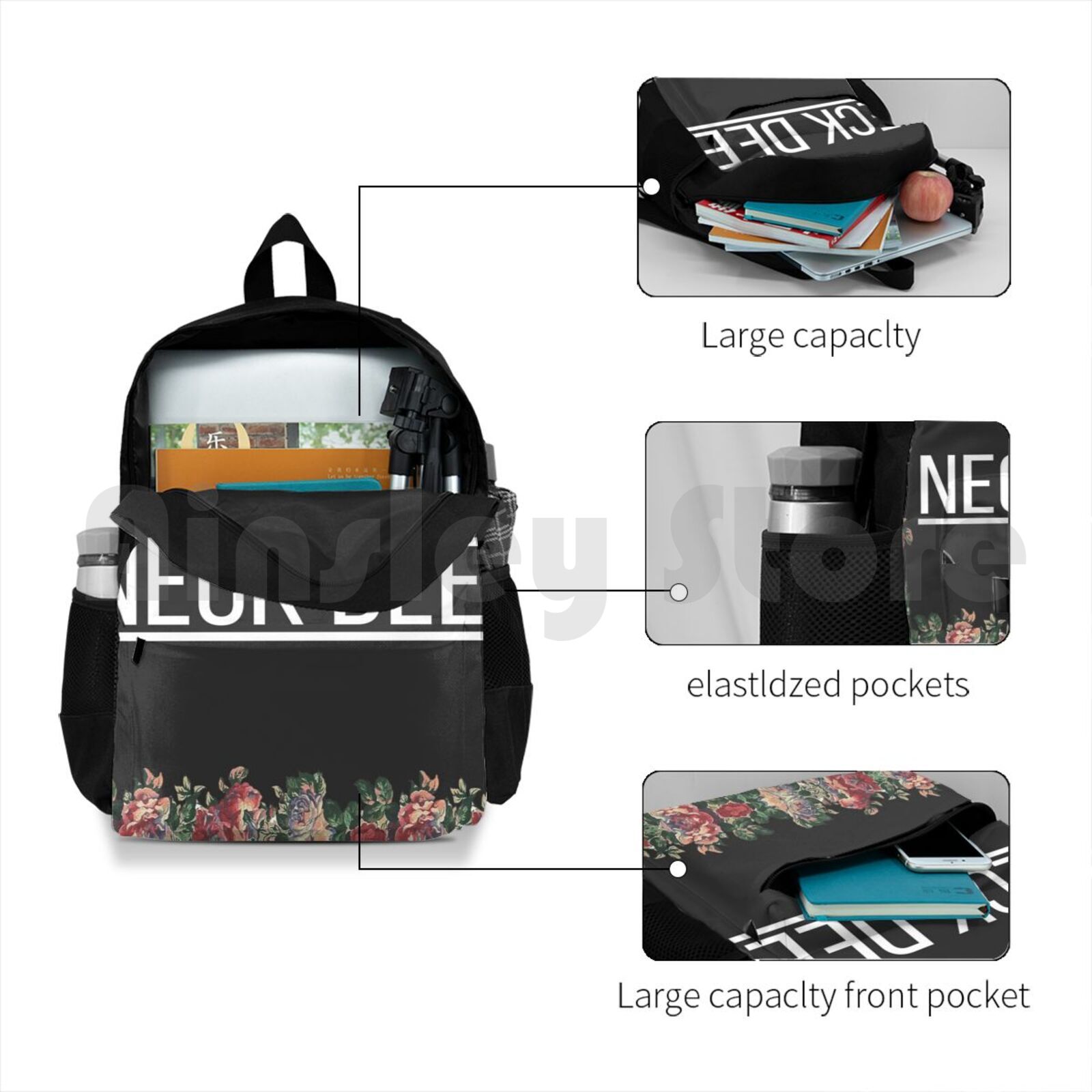 Neck Deep Floral Flag Outdoor Hiking Backpack Waterproof Camping Travel Hopeless Records Pop Punk Neck Deep Lnotgy Punk Tpatp