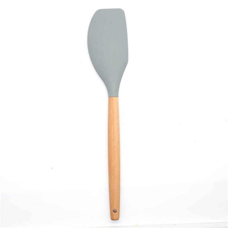 Wooden Handle Silicone Kitchenware Set Non-stick Cookware Cooking Spoon Frying Spatula Colander Kitchen Accessories Baking Tools: Butter scraper