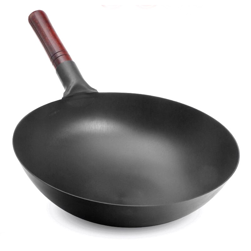 Chinese Handmade Traditional Iron Wok,Wooden Handle,No Chemical,Non-coating,Kitchen Cookware Restaurant Cookware