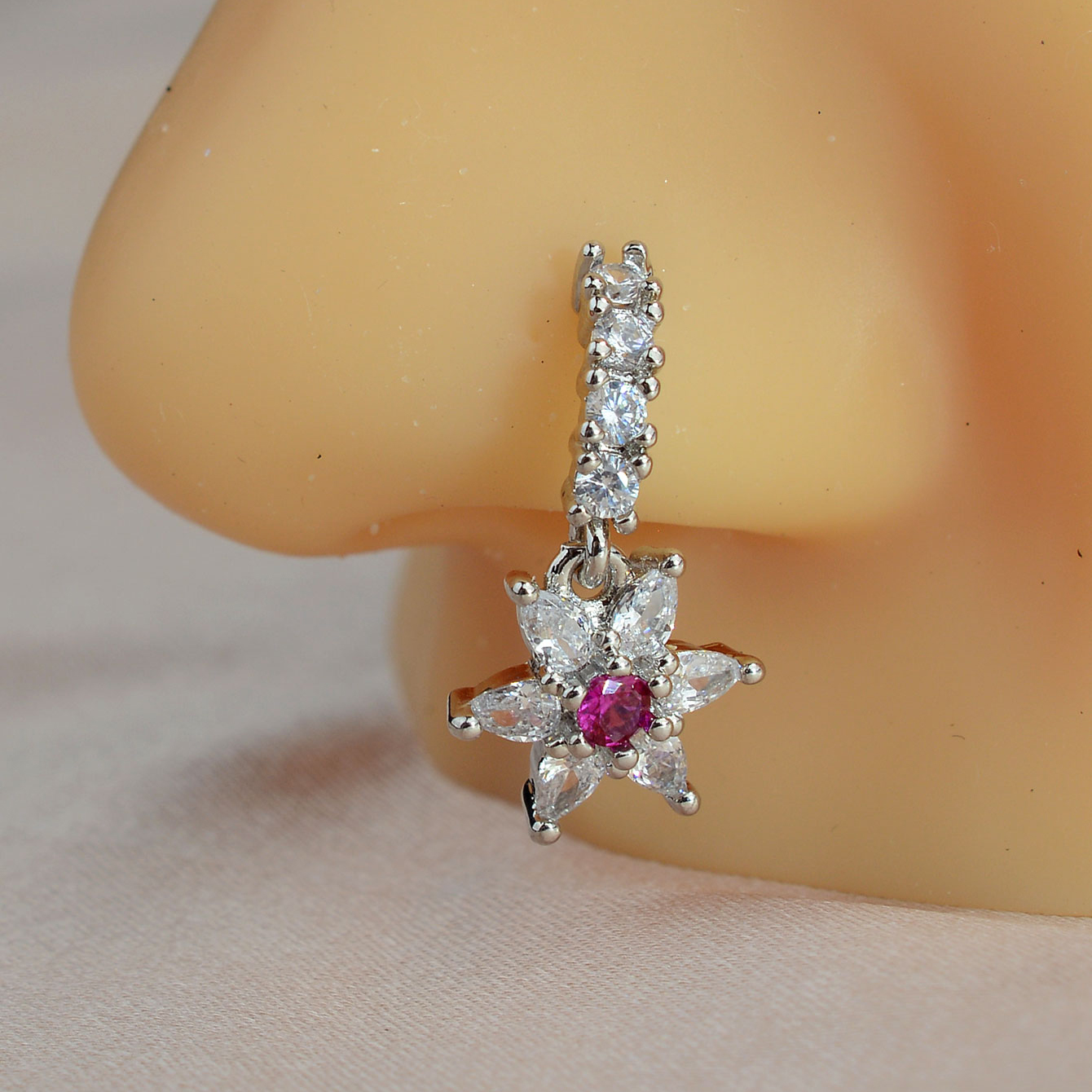 1 Uds. De aro de cristal CZ para tabique, Clickers, anillo para la nariz, Piercing para cartílago, pendiente de hélice, joyería para el trago, aros Daith, pendientes de lóbulo Rook