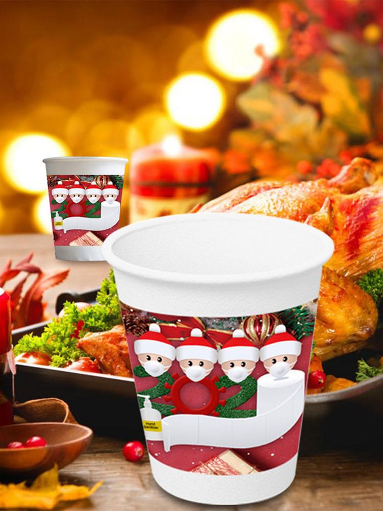 10pcs Christmas Disposable Paper Cups 9oz Christmas Family Coffee Cup Leak-proof Coffee Cups
