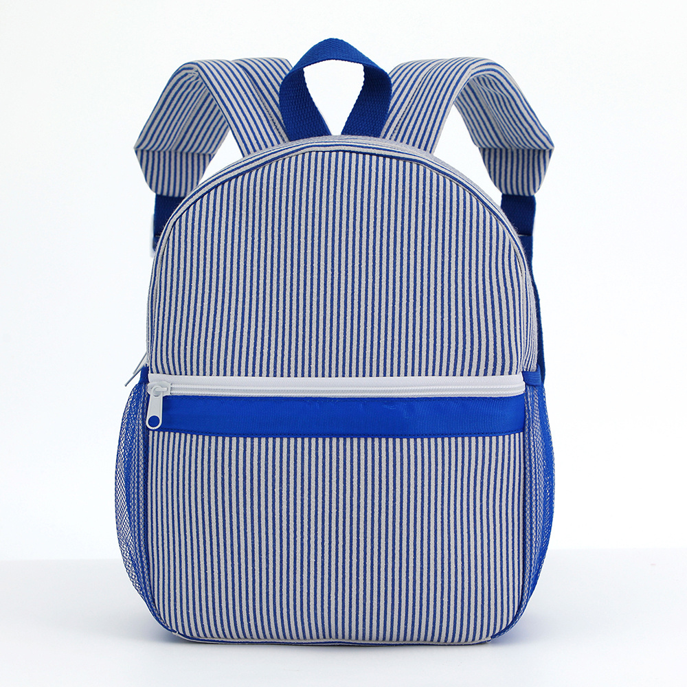 Seersucker gestreepte rugzak peuter klassieke schattige kinderen schoolboekentas voorschoolse kleuterschool kinderen tas: Beige