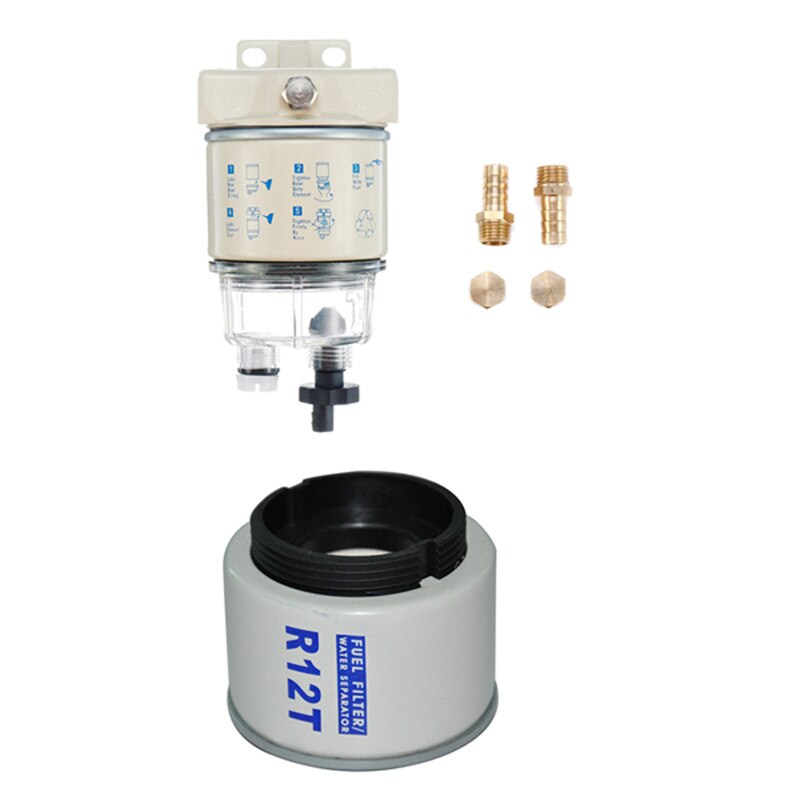 thumbnail image 2 of Munirater Spin-On Fuel Filter / Water Separator – 10 Micron, 57 LPH (30 GPH) – Replaces 120AT, R12T – White 2 of 6