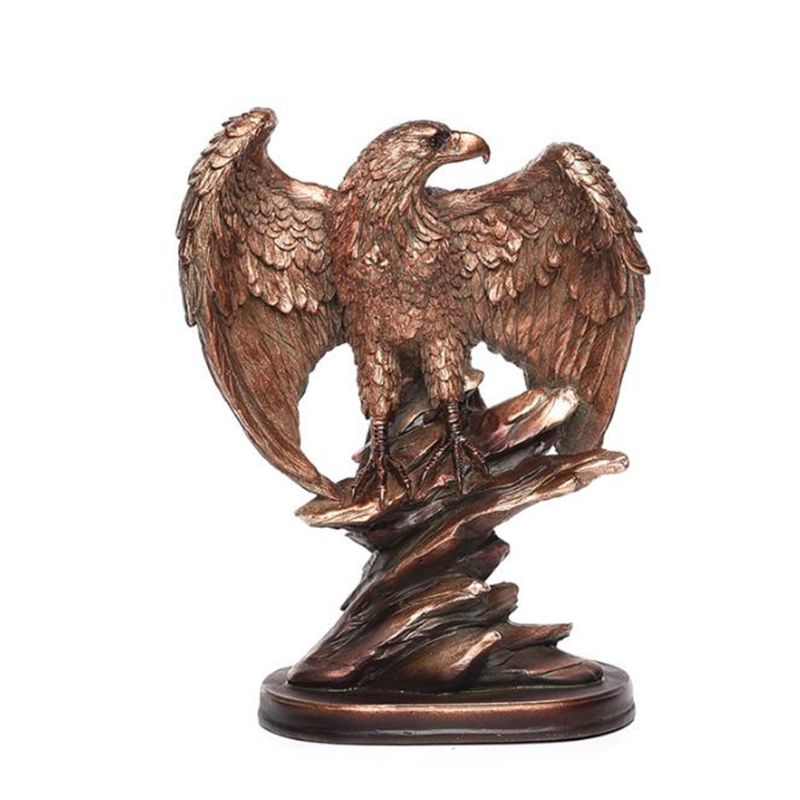 Tall Patriottische Bald Eagle Op Rotsen Standbeeld Eagle Decoratieve Brons Hars Figurin 11UA