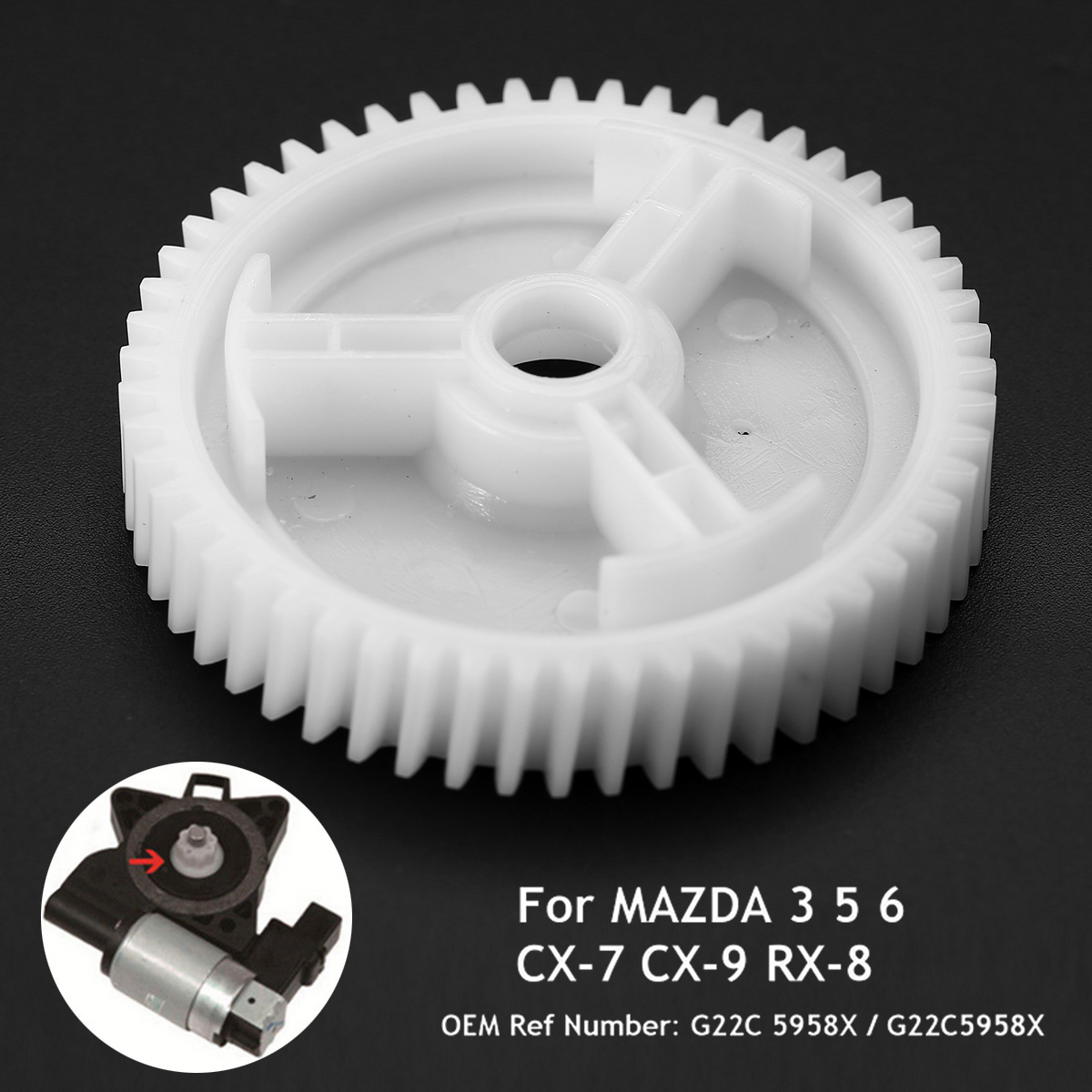 Regulador de ventana de energía delantera y trasera para coche MAZDA, engranaje de Motor de ajuste, ABS duradero, piezas de repuesto de CX-7 de CX-9 para MAZDA 3 5 6 RX-8