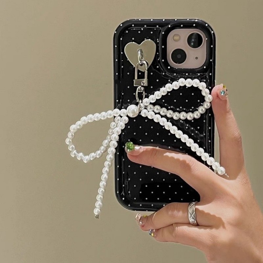 Coreano pérola arco pingente chaveiro para mulheres, moda doce, chaveiro mochila pingente de telefone móvel artesanal, jóias ornamento presentes