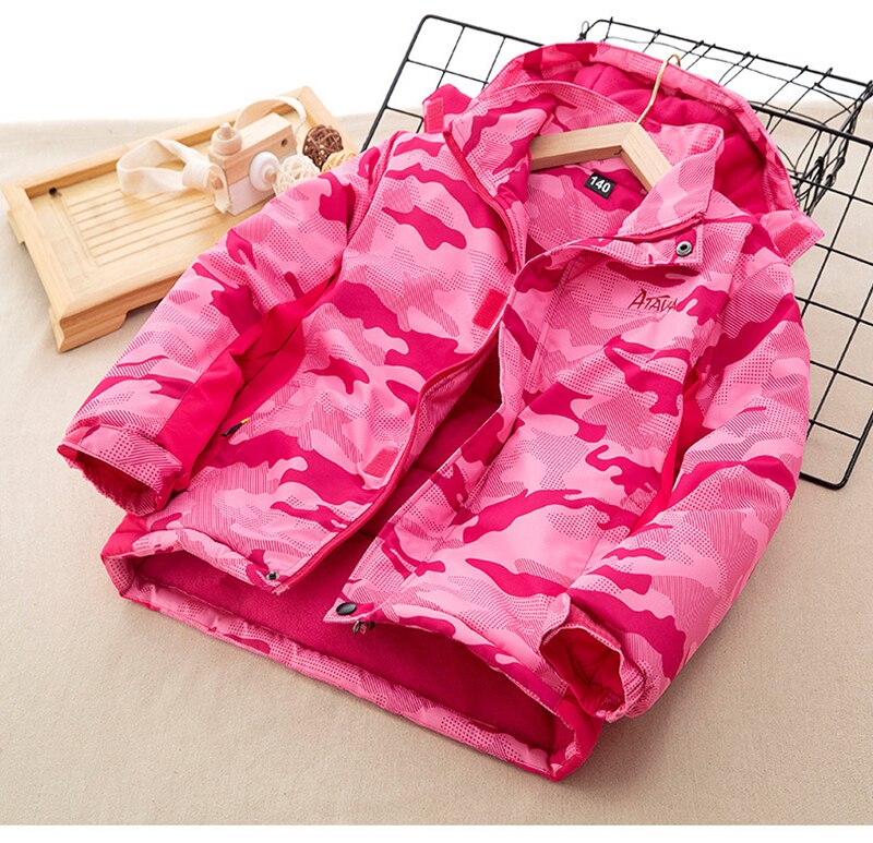 Abrigos rusos de invierno para niños, chaqueta cálida de algodón con capucha, abrigo impermeable, Parka larga,: Rose Red Jacket / 120cm(4-5T)