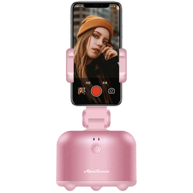 360 obrót automatyczny na żywo nagrywanie wideo śledzenie obiektu mini Smartphone Vlog Selfie Stick statyw telefonu stojak czarny: Różowy