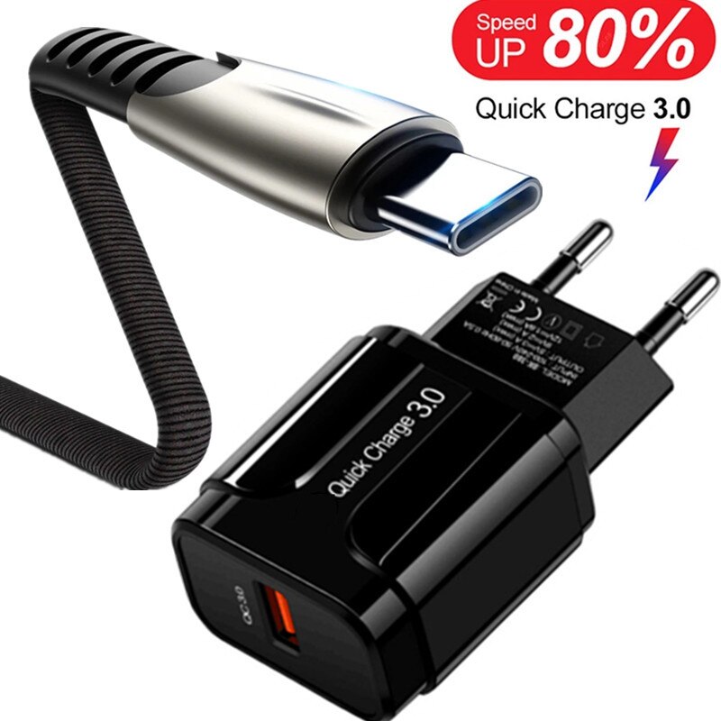 Quick Charge 3.0 Snelle Lader Type C Kabel Voor Xiaomi 11 9T 10 Redmi 8 9 Note 7 8 9 10S 10 Pro Telefoon Charge Adapter