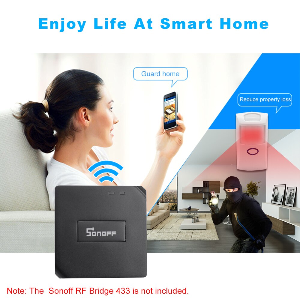 SONOFF PIR2 Wireless Dual Infrared Detector 433Mhz RF PIR Motion Sensor Smart Home Automation Security Alarm System