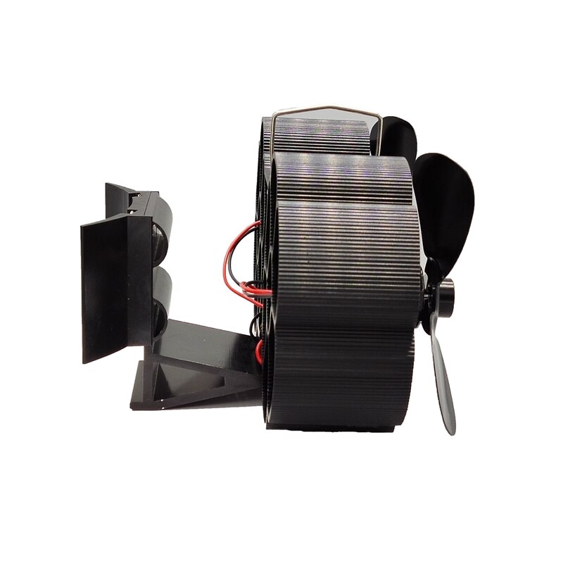 6-Blade Twin Motor Double Heat Powered Wood Stove Fan with Temperature Gauge - Ultra Quiet Fireplace Wood Burning Eco Fan for Ef