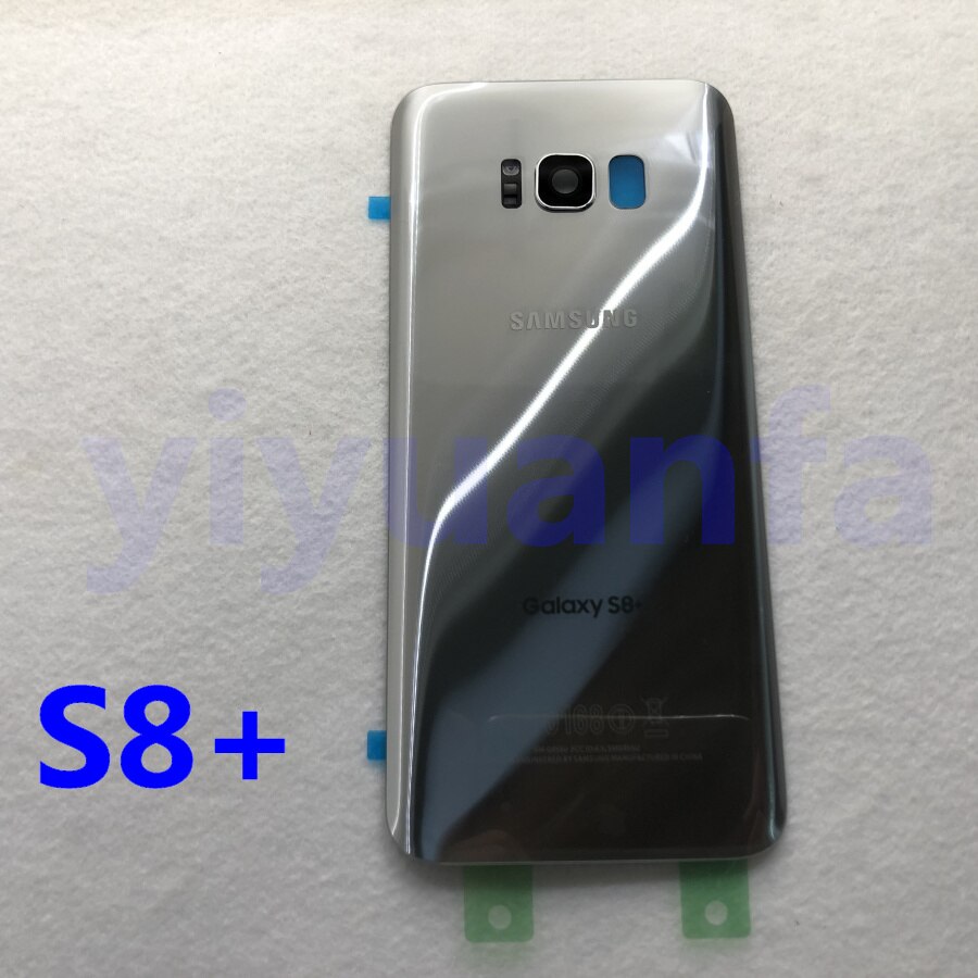 SAMSUNG Back Battery Cover For Samsung Galaxy S8 G950 SM-G950F G950FD S8 Plus S8+ G955 G955F G955FD Back Rear Glass Case: S8 Plus Silver