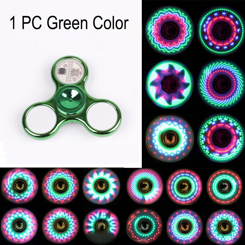 Luminous Fidget Spinner LED Light Up Changeable Hand Spinners Adult Glowing Spiner Stress Relief Toys For Kids: Green