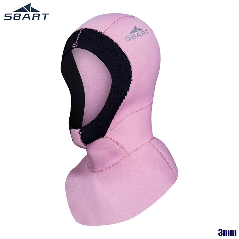 SBART 3mm Neoprene Men Women Scuba Diving Snorkeling Neck Hat Full Face Mask Waterproof Warm Spearfishing Swimming Hood Cap: Pink / S