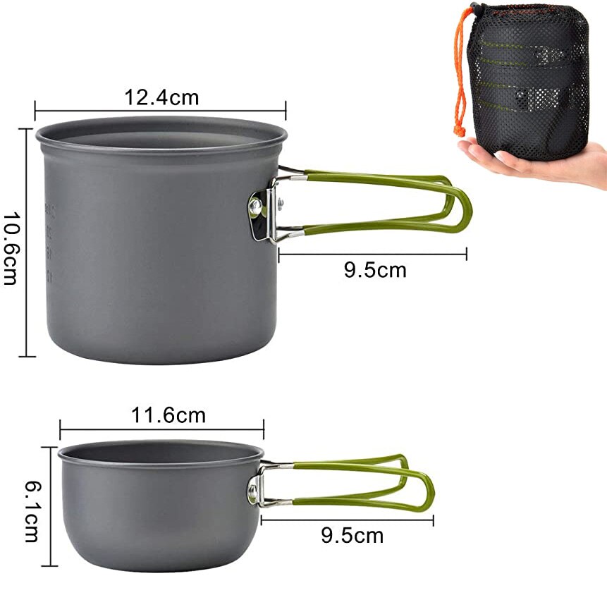 Camping Cookware Kit Outdoor Aluminum Cooking Set Water Kettle Pan Pot Bowl Travelling Hiking Picnic BBQ Tableware Equipment: Pots and Pans S