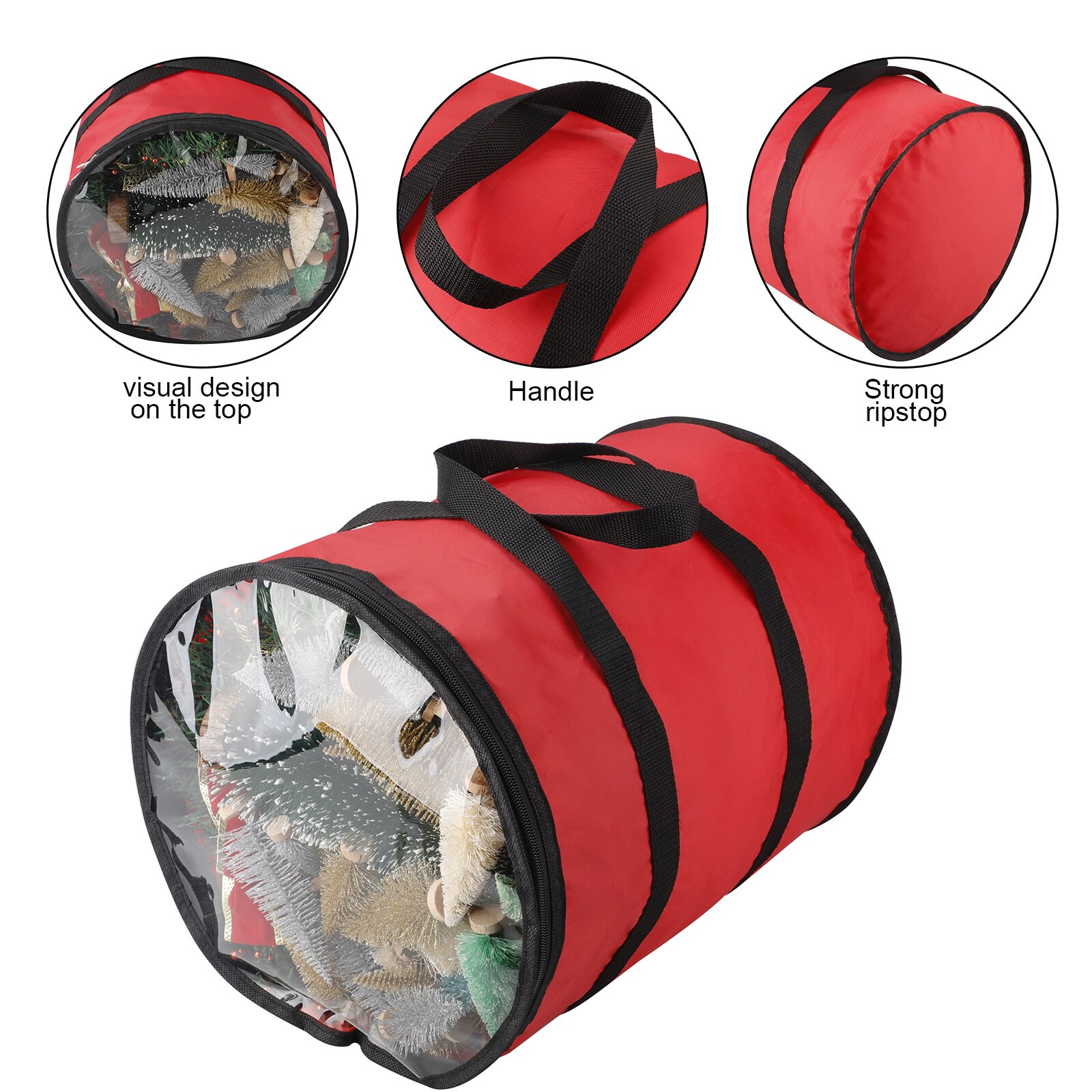 Nylon oppbevaringspose arrangør oppbevaring oppbevarings zip-pose 31 x 31 x 38cm nylon materiale lett å oppbevare julelys oppbevaringspose