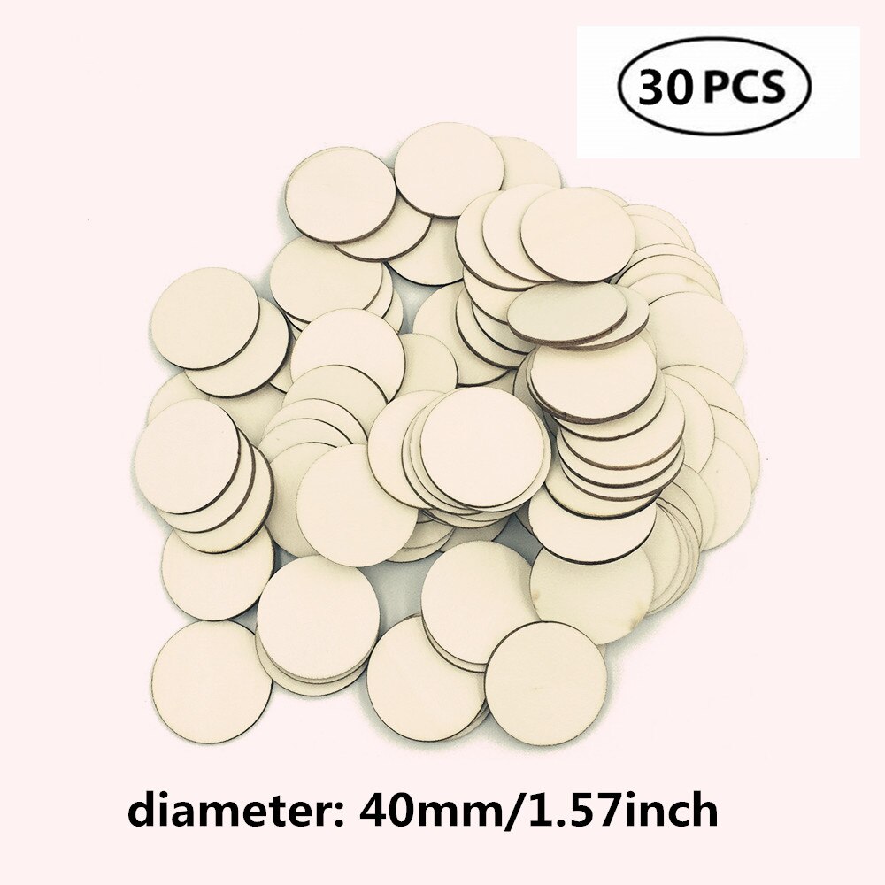 10-80mm Wood Disks Crafts Log Slices Discs Cutout Circle Round Large for Paint Wedding DIY Decoration: 30pcs 40mm 1.57inch