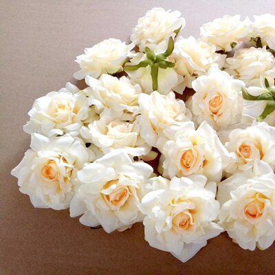10PCS artificial flower head 10cm rose wedding flower basket decoration DIY bridal wreath decoration accessories flowers: Champagne 2