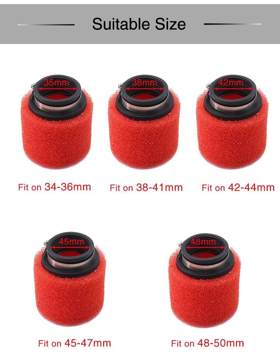 ZS MOTOS Universal 35/38/42/45/48mm esponja para filtro de aire limpiador de esponja para motocicleta, carburador, filtro de aire redondo