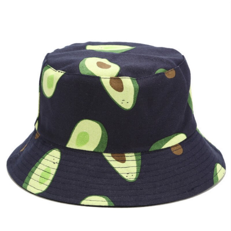 Avocado bomuld kvinder vendbar spand hat hip hop trykt frugt forår strand panama hat sommer vandring sol hat sport kvindelig kasket
