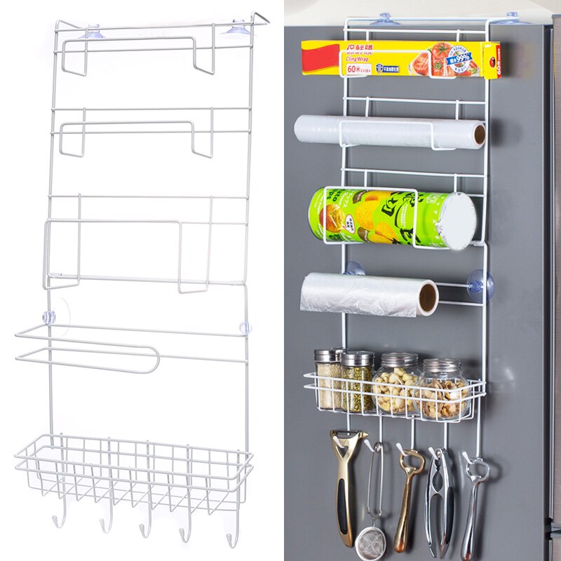 Køkken multifunktion køleskab opbevaring køleskab hængende opbevaringsstativholder stor kapacitet til hjemmekøkken køleskab @ls