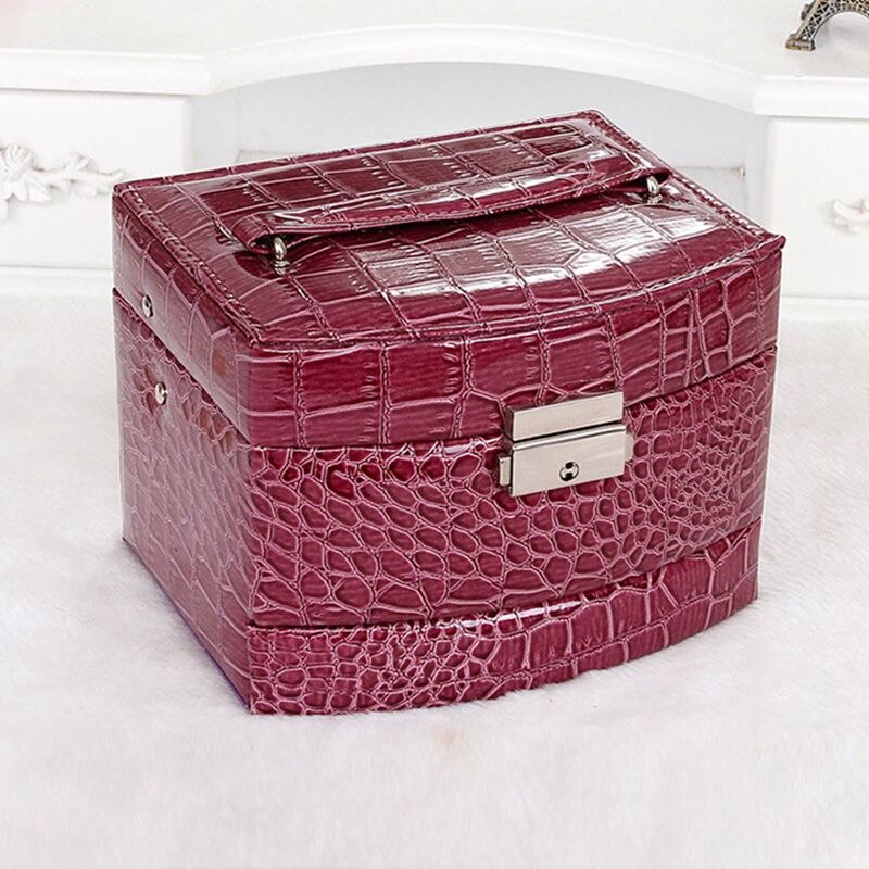 Automatische leren sieradendoos met drie lagen, opbergdoos voor dames, oorbellen, cosmetica-organizer, kistje voor decoraties
