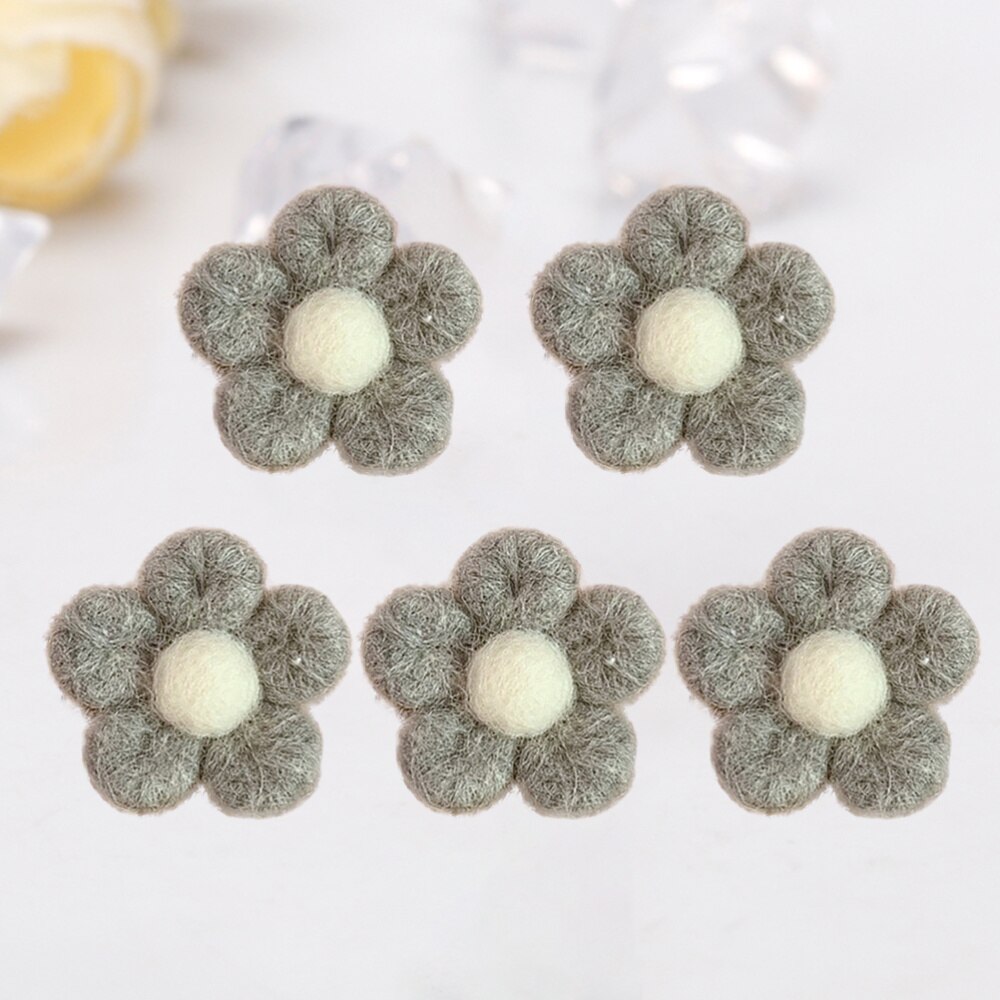 Broche de fieltro en forma de flor para niños, alfileres adorables con broche para niños, ropa de ramillete, 5 uds.: Grey