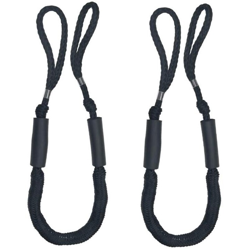 2 Pcs Dock Line Mooring Rope for Boat Ship Elastic Rope: Black