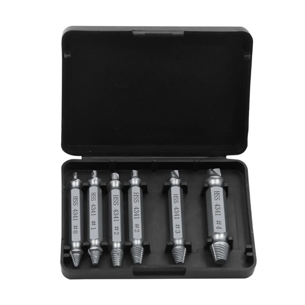 6PCS Double-head Damaged Screw Extractor Drill Bits Kit Removing Stripped Broken Rusted Unscrew High Strength Demolition Tool