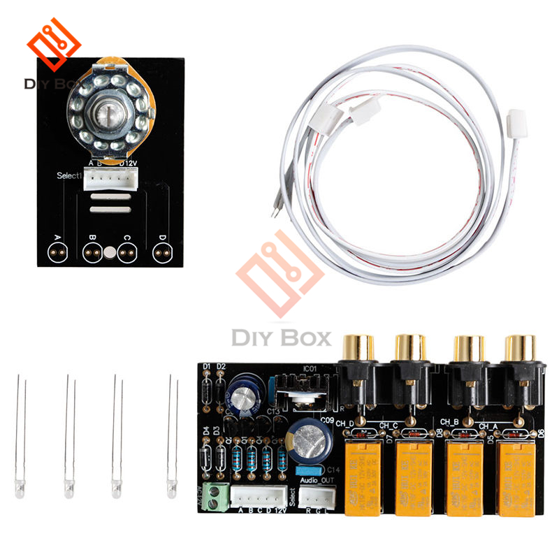 Audio Input Signal Selector Relay Board 4 CH Signal Switching RCA for Amplifiers Speaker sound equipment home music diy kit