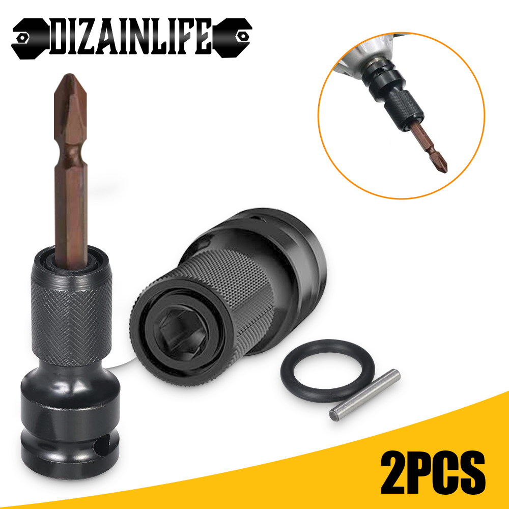 Llave de impacto hexagonal de 1/2 pulgadas a 1/4 pulgadas, conjunto de adaptador, convertidor de unidad de llave inglesa, herramienta de liberación rápida