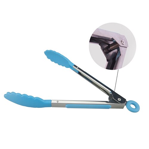 ¡Producto en oferta! Pinza de pinza de silicona térmica para cocina, pinza de acero inoxidable para servir pinzas de barbacoa, utensilio de cocina para restaurante