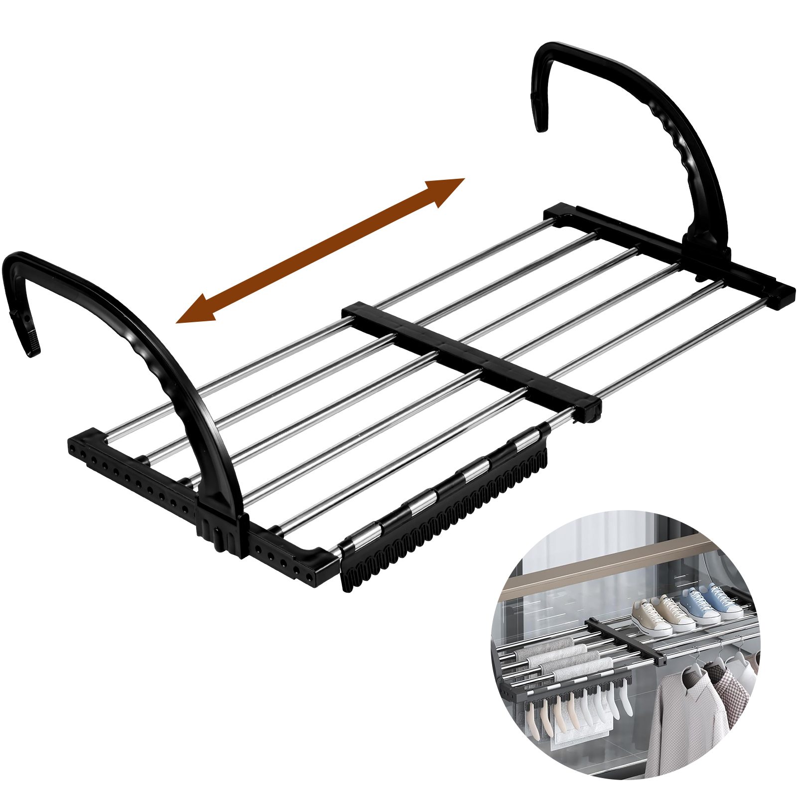 Extendable Radiator Drying Rack Stainless Steel Foldable Balcony Drying Clothes Airer Shoe Rack Window Towel Storage Portable