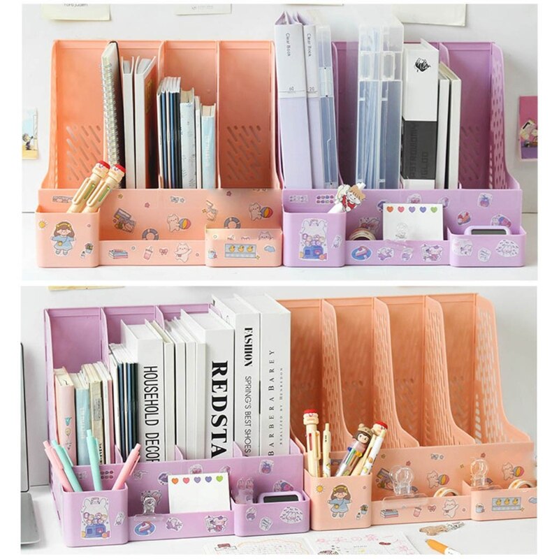 57EC Office 4-layer File Holder Letter Size File Organizer Holder Easy to Pull/Push