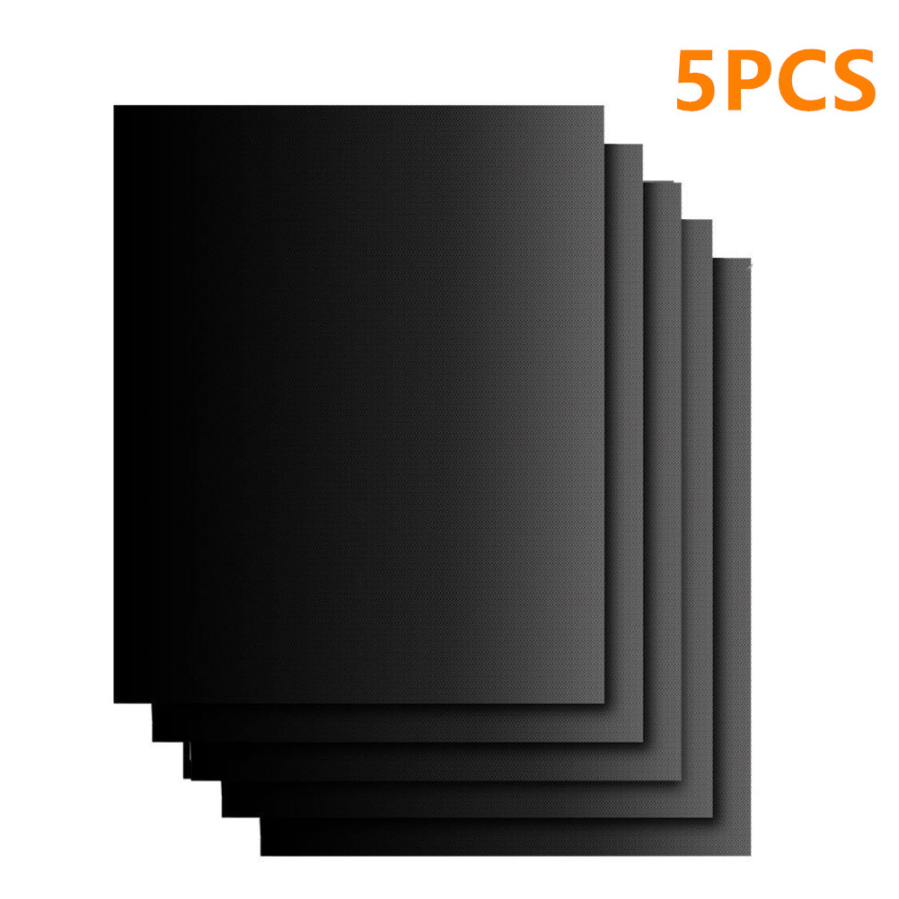 5 alfombrillas antiadherentes para parrilla de barbacoa, 40*33cm alfombrillas para hornear, láminas para asar a la parrilla, resistentes al calor, fáciles de limpiar, para cocina y fiestas.: 5 piezas