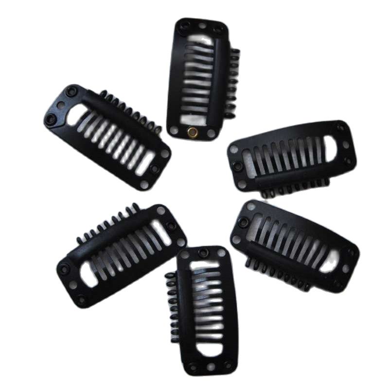 Peigne à 9 dents en acier inoxydable, Clip de perruque pour tissage/tissage à la Machine, accessoires d&#39;extensions de cheveux, 3.2cm, 50 pièces/sac