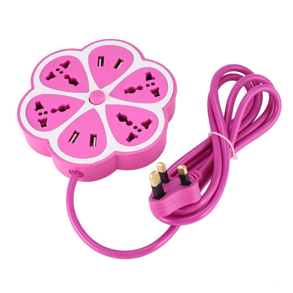 YPAY Power Strip - 1.8m Extension Cord - 12 Outlets - 4 USB Ports - Surge Protection: UK Plug / Purple