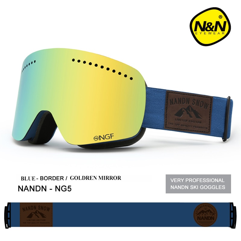 NANDN Ski Goggles Double Layer UV 400 Anti-Fog Ski Mask Glasses Men Women Skiing Snow Snowboard Goggles Multifunction Eyewear