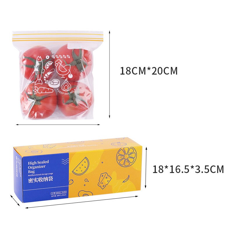Reusable Fresh Zipper Bag Vegetable Food Fridge Preservation Self Seal Bag Freezing Storage Package Kitchen Reclosable Fresh Bag: M 25PCS
