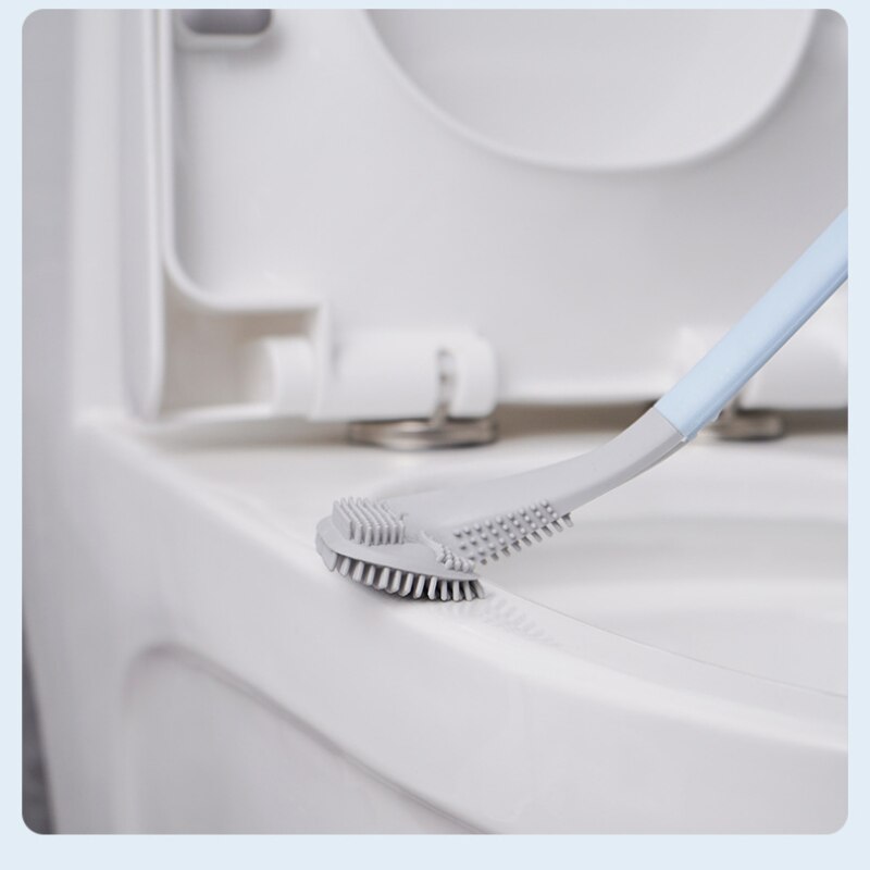 Silicone Toilet Brushes With Holder Set Long Handled Toilet Cleaning Brush Black Modern Hygienic Bathroom Accessories