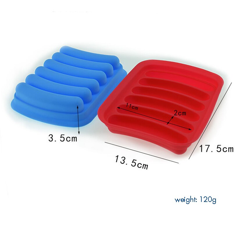 6 cavità Salsiccia caldo cane Stampo in silicone FAI DA TE Fatti A Mano Hamburger padella, stampi per Pannello Vassoio del Cubo di Ghiaccio Della Gelatina Della Caramella Della Torta Al Cioccolato