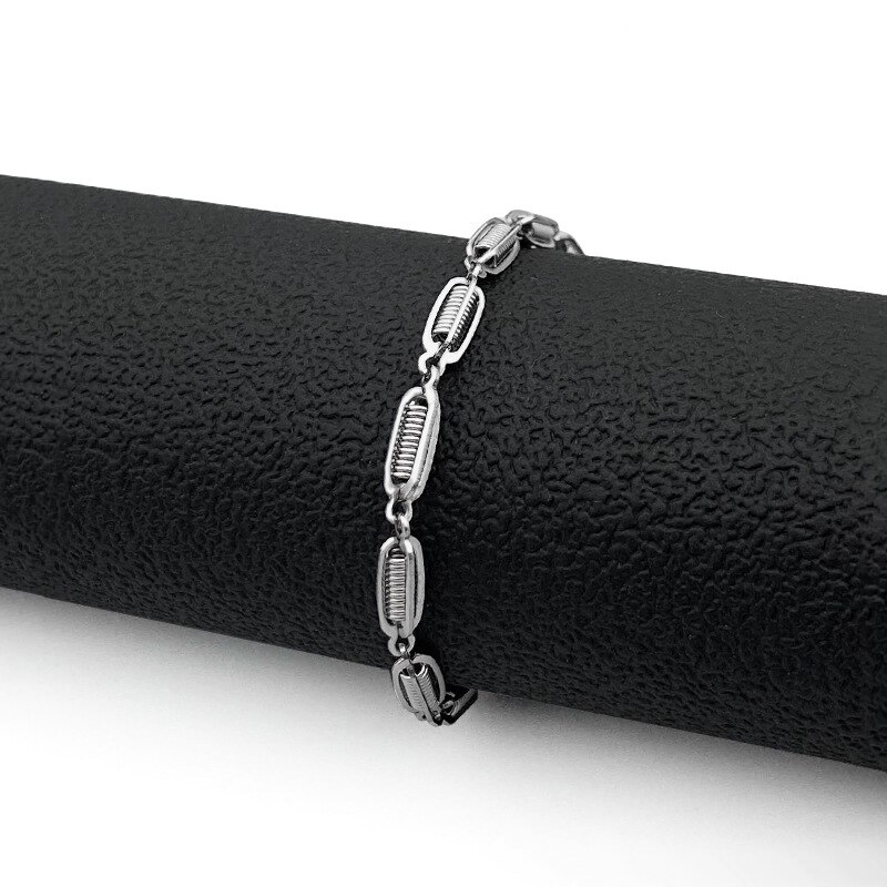 Pulsera de cadena de acero inoxidable con agujeros para hombre y mujer, de San Valentín de 17 + 5cm, 3,5mm