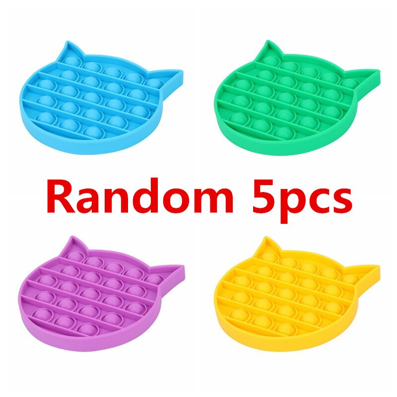 5Pcs/Lot Push Bubble Fidget Sensory Pop It Special Needs Stress Reliever Figet Toys Popit Stress Soft Squeeze Toy: 5