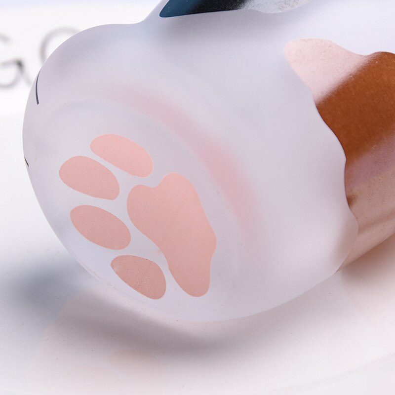 Cute Cat Paws Glass Cup Heat-resistant Home Milk Juice Beer Frosted Glass Cup Office Coffee Mug Drinking Glasses