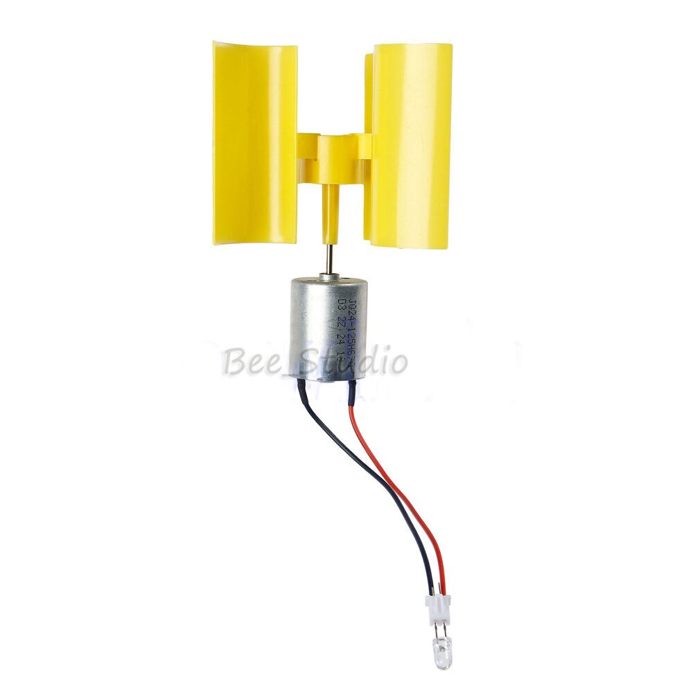 Vertical Micro Wind Turbines Generator Small DC Motor Blades with LED DIY Kit