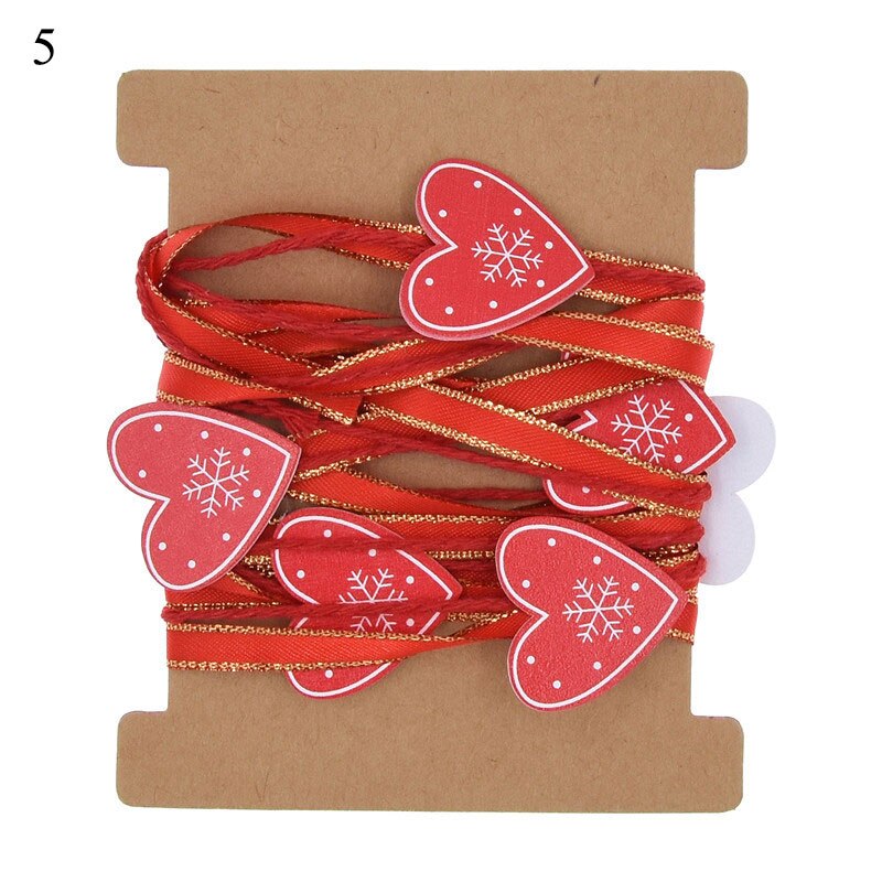 Hjerte juletre mønster jul bånd tre pentagram perle kjede bånd 2/5m diy år hjem dekorative: 5