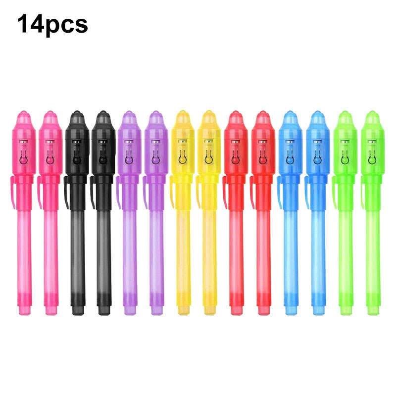 2/4/8/14 pièces Stylo UV Invisible Crayon Magique Secret Stylo Fluorescent pour Bloc-Notes Enfants Enfant Dessin Peinture Conseil FOU99: 14pcs