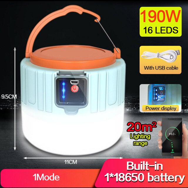 300w solcellsled campinglampor för utomhus usb uppladdningsbar tältlampa bärbara lyktor nödljus för bbq vandring: Typ b