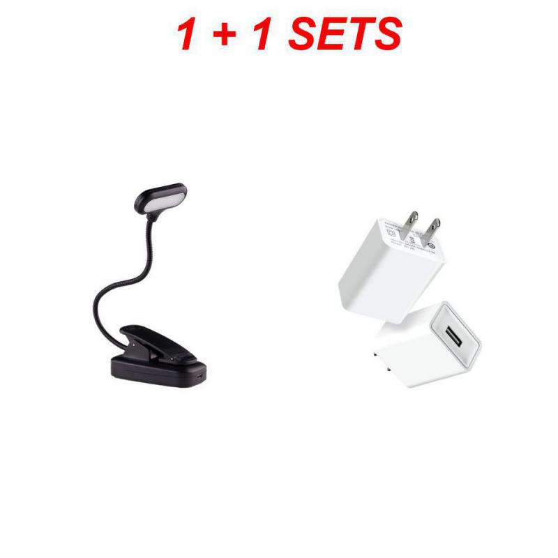 7 ledet-boklamper, usb-oppladbar leselampe, 3- nivåer, varm, kjølig hvit, dagslys, bærbar, fleksibel, enkel å feste, nattleselampe: Rød